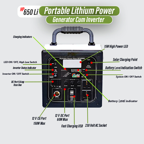600VA, Inverter with In-Built Lithium Battery, HP-650Li