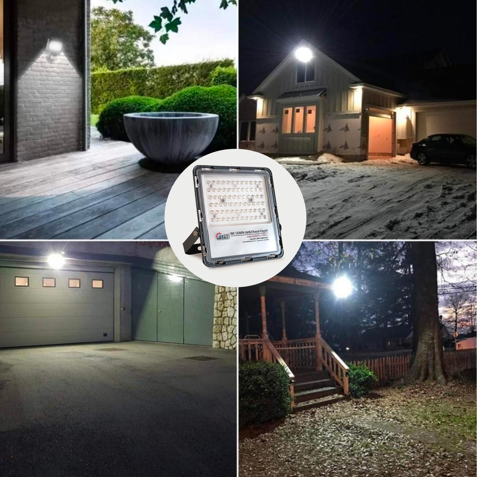 70 Watt Rechargeable Solar LED Flood Light with 5000 mah Battery - Lithium, HP-F70Li Plus 1 Pcs Charger Adapter
