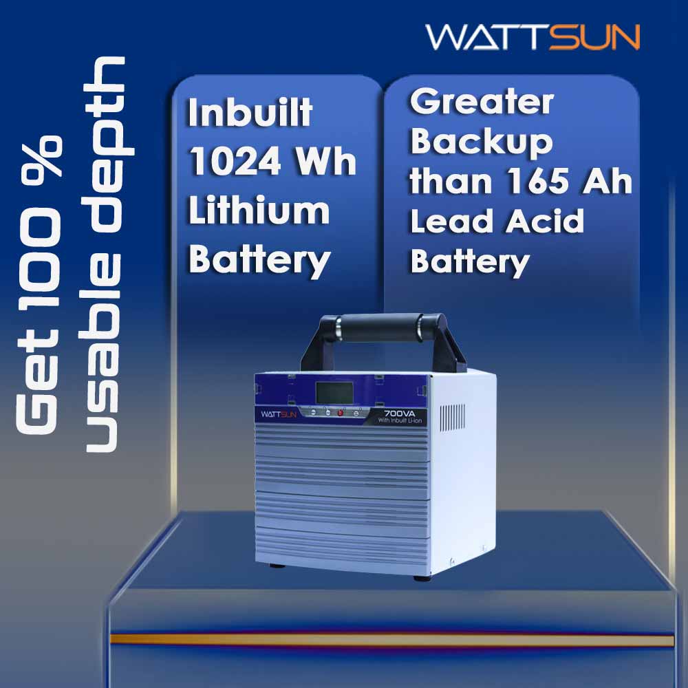   700W portable ups inverter with inbuilt 1024 Wh lithium battery, Ac output 700 VA UPS-700W