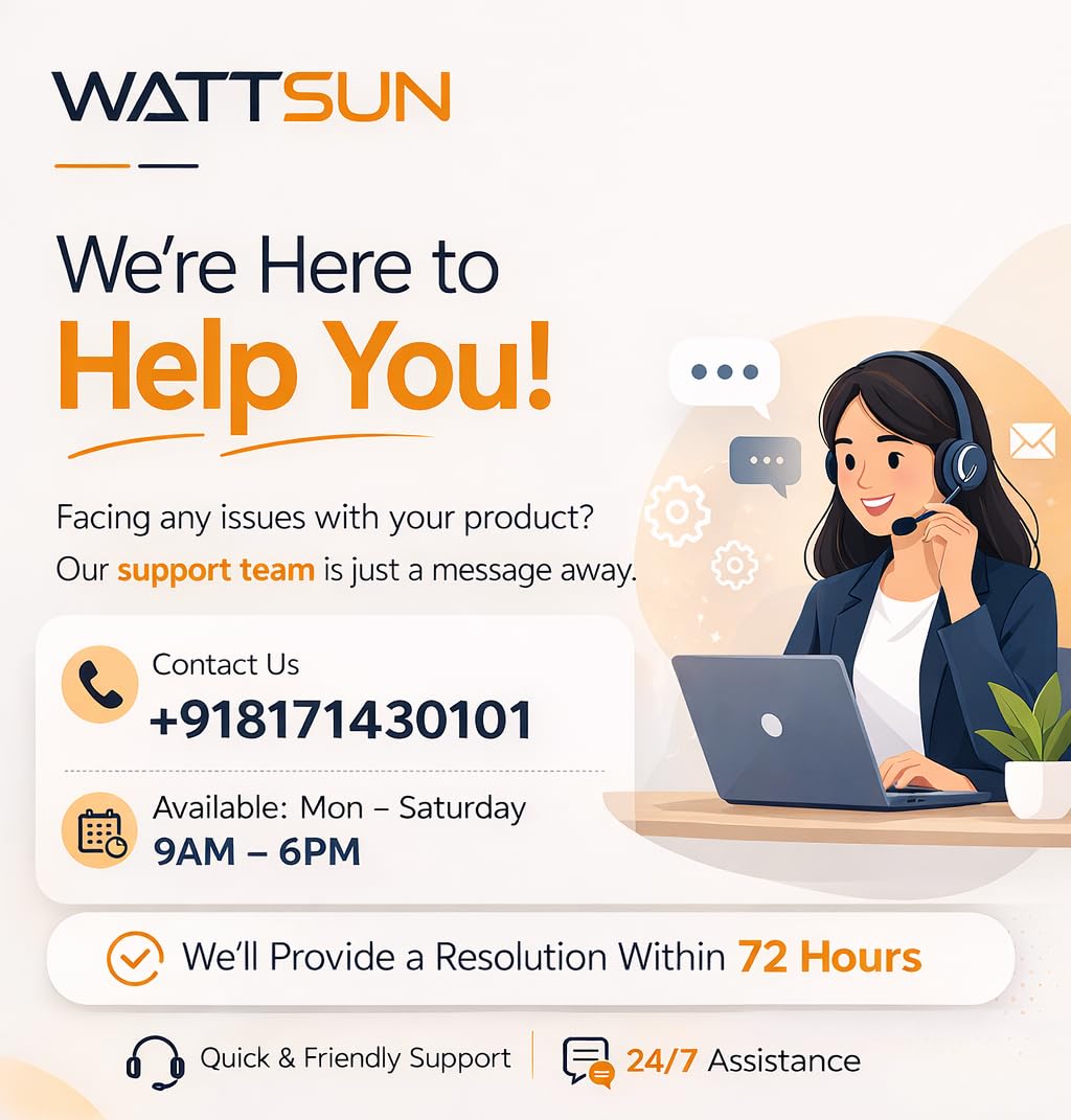 Wattsun Inverter 1200VA with Upto 15 Year Life | Integrated 1280Wh Lithium-Ion Battery | Pure Sine Wave Inverter | IP32 Water Protection | LCD Display | Compact & Portable Design | 5 Years Warranty