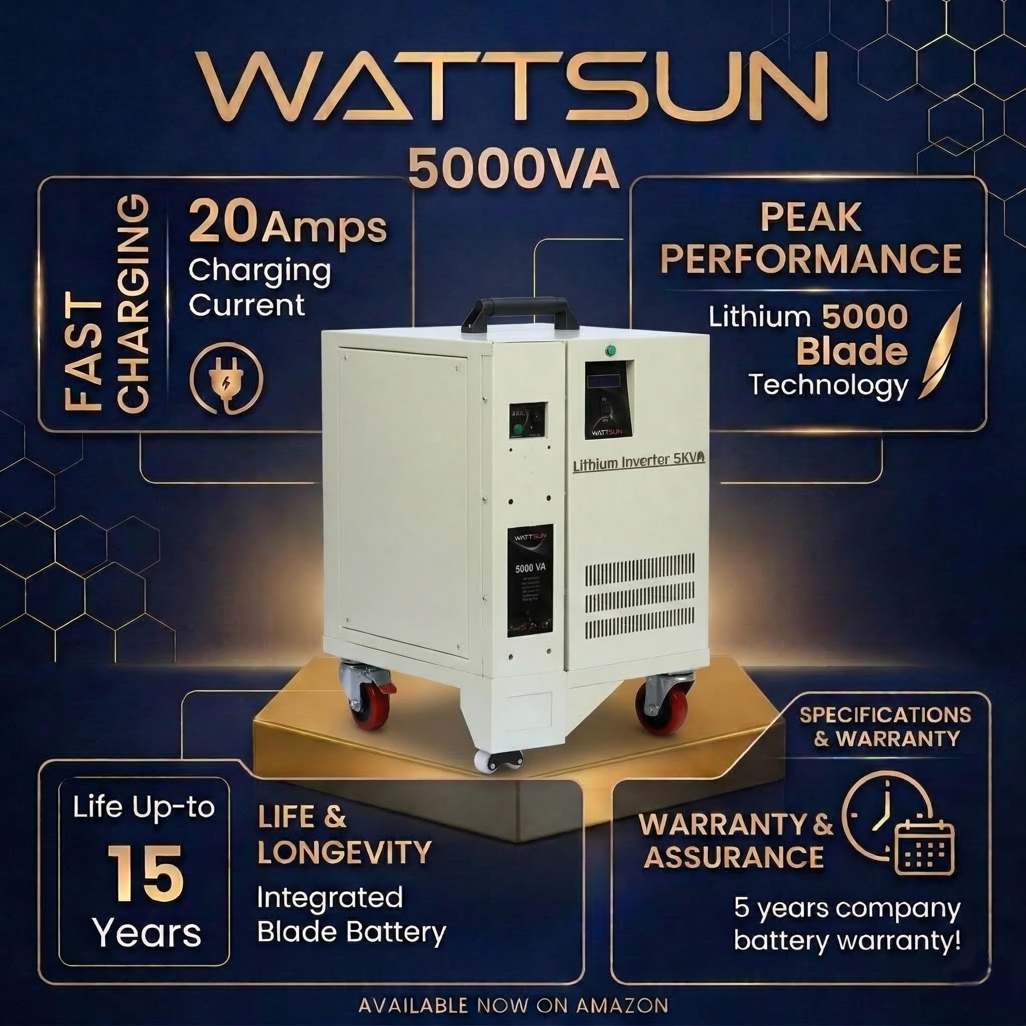     5KVA UPS Portable Lithium Inverter with Inbuilt 200Ah battery,  UPS-5000W