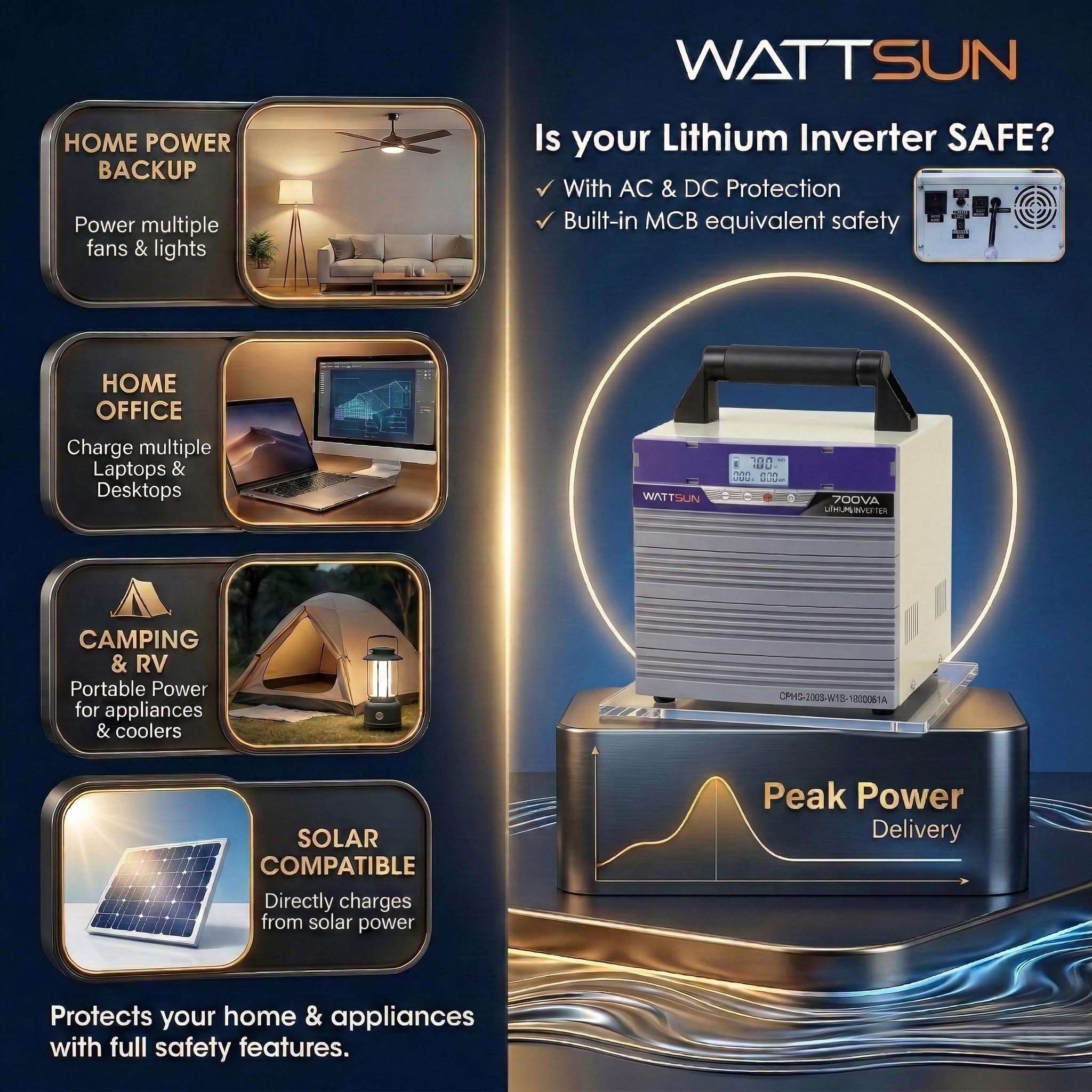 700VA Lithium Inverter with Inbuilt 1024Wh battery - 5 year warranty