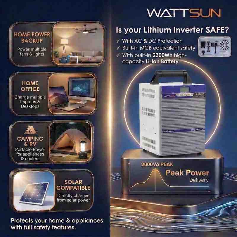 2KVA Lithium Inverter with Inbuilt 2300Wh battery - 5 year warranty